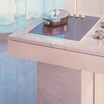 Cladding pieces for kitchen surfaces, marble, granite, limestone.