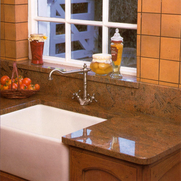 Belfast Sink Worktop In Red India New