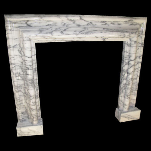 Bolection mould fireplace in white and grey marble