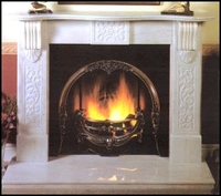 Carved Victorian Fireplace out of Portuguese Light Estremoz Marble.