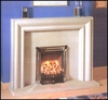 The New Look Fireplace Surround out of Moleanos Limestone