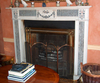The Bossy fireplace ,  in white statuary marble, inlaid