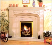 The Manor House fireplace in moleanos limestone