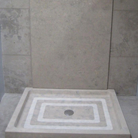 Solid Shower Tray out of Blue Fatima Limestone, honed finish.