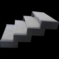 Solid basalt treads honed and bush hammered