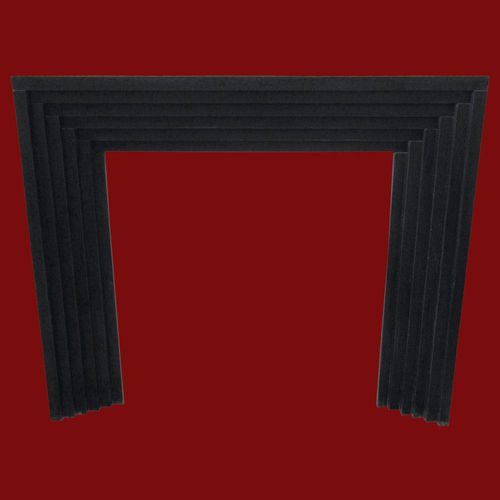 The stepped surround in black granite