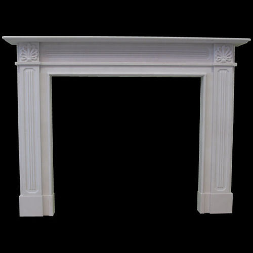 Kamin Reeded Regency in weiss sivec marmor