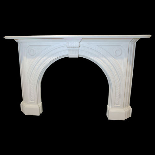 The Arched Victorian Fireplace out of White Sivec Marble.