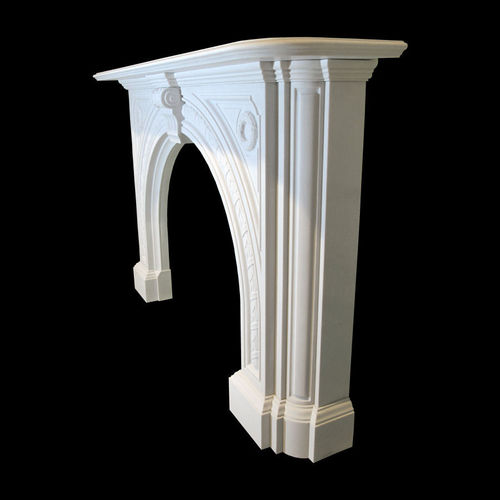 Gewölbter viktorianischer kamin in weissem Marmor, neu