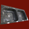 Solid double sink in multicolour granite, polished finish