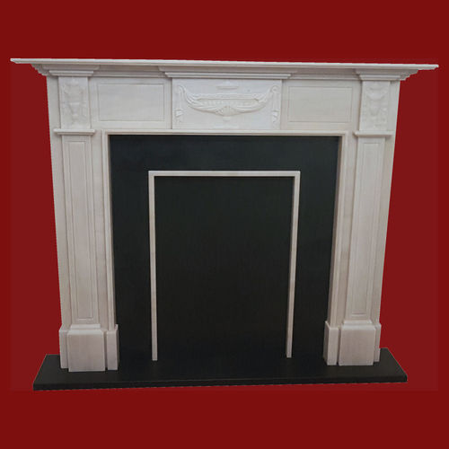 The Adam fireplace in light estremoz marble, honed finish